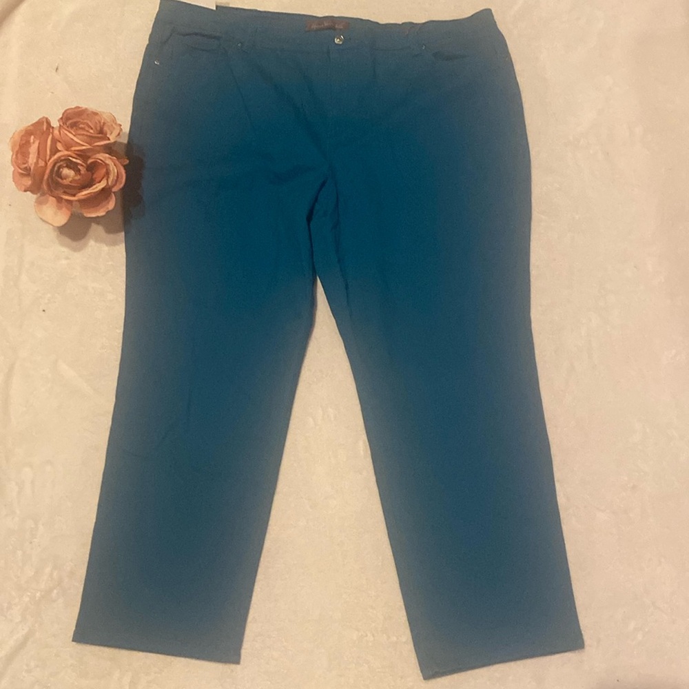 GLORIA VANDERBILT AMANDA NWT Size 26W Classic Rise Supreme Stretch Teal Jeans